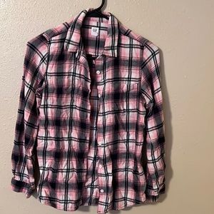 Pink/blue plaid long sleeve shirt